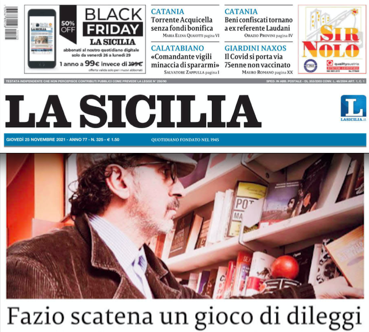 SMF su La Sicilia – Fazio scatena un gioco di dileggi -L’intervista di G. Sciacca