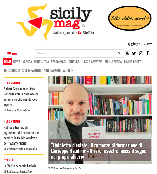 SMF per SicilyMag.it – “Quintetto d’estate” il romanzo di formazione di Giuseppe Raudino: «Il vero maestro lascia il segno nei propri allievi»