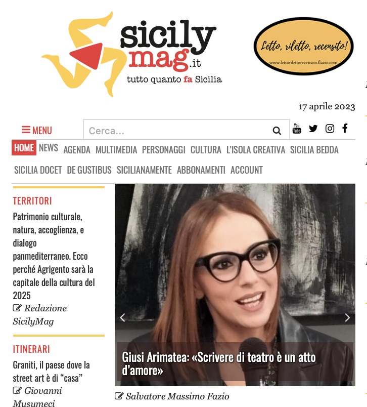 SMF per SicilyMag – Giusi Arimatea: «Scrivere di teatro è un atto d’amore» – Intervista a Giusi Arimatea