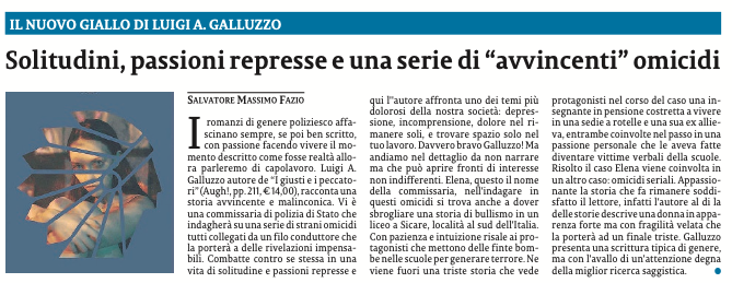 Clicca sull'articolo per leggere la recensione integrale su La Sicilia